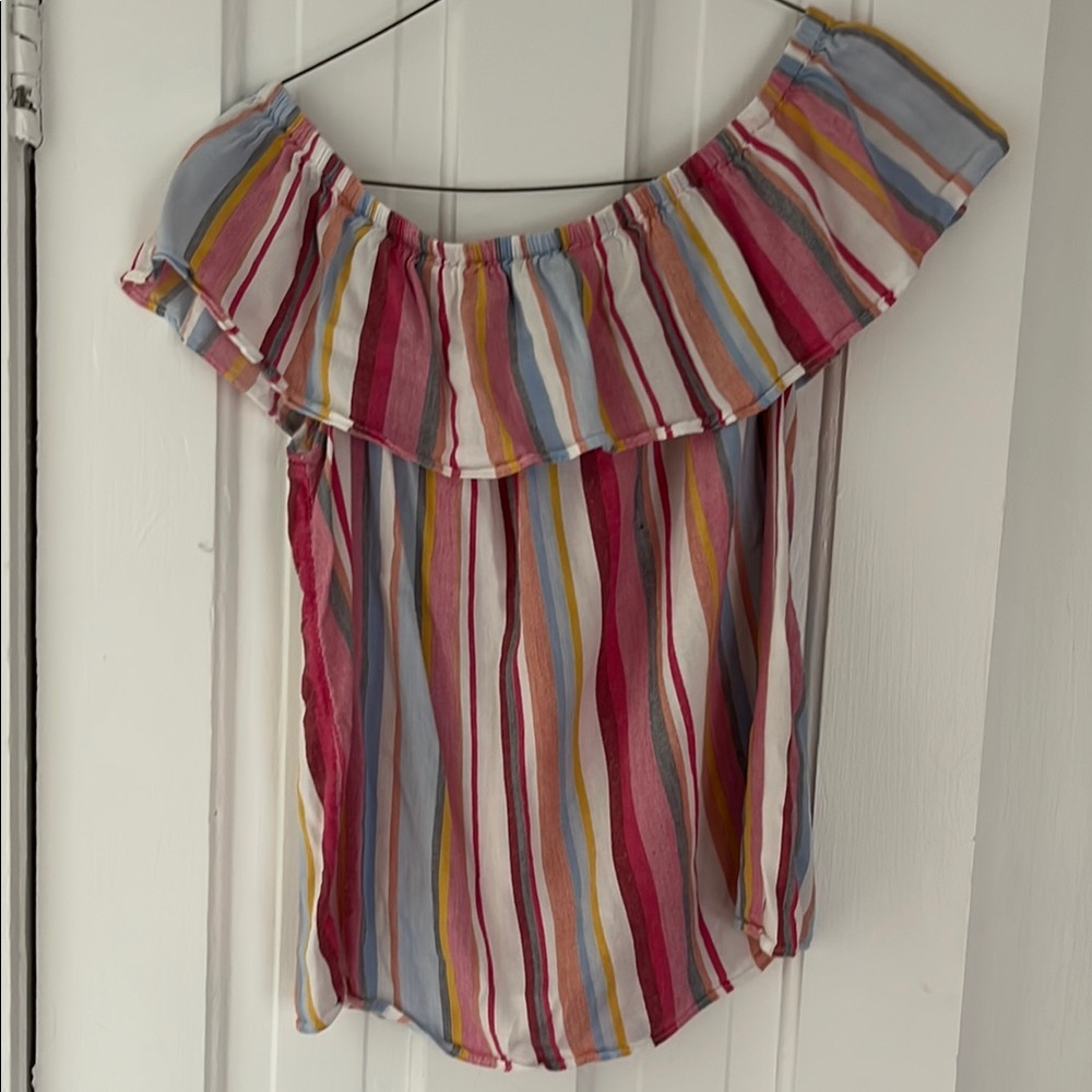 INC International Concepts Ruffled Red and Pink Blouse